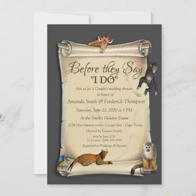 Convites Chá de casamento Safari Sunset Africano (Frente)