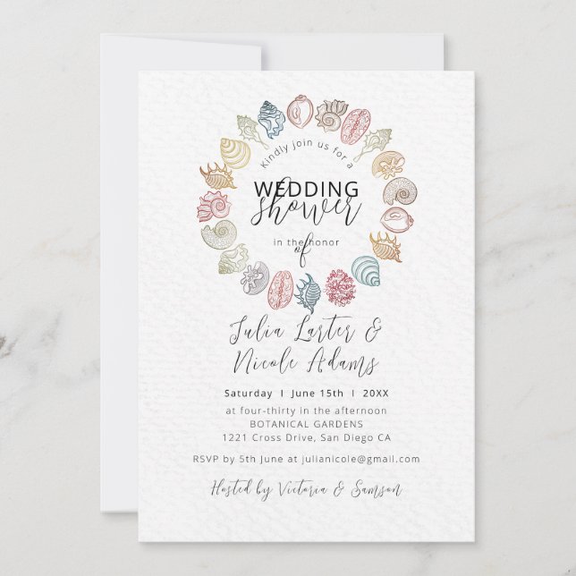 Convites Chá de casamento Simples de Seashell de praia (Frente)