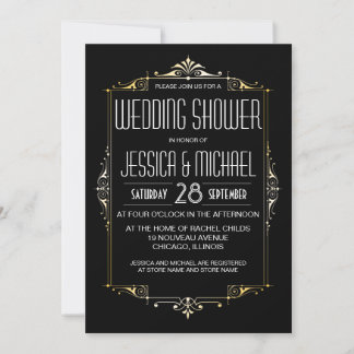 Convites Chá de casamento Tema do Roaring 20 | Art Deco Sty