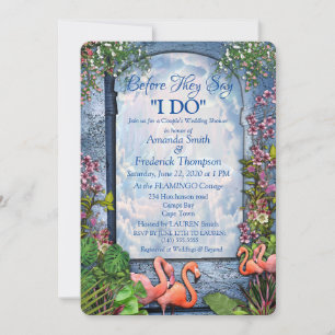 Convites Chá de casamento Tropical Vintage Blue Marble Pal