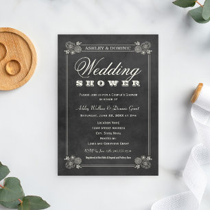 Convites Chá de casamento Vintage Black Chalkboard