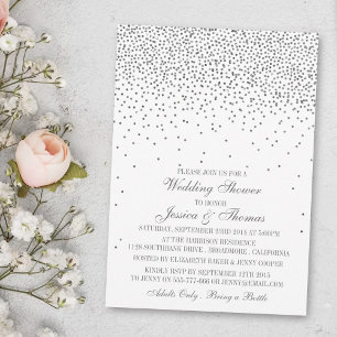 Convites Chá de casamento Vintage Glam Silver Confetti