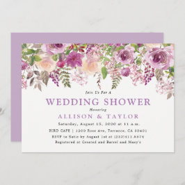 Convites Chá de casamento Violeta Floral de Lavanda Roxa