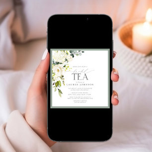Convites Chá de Chá Floral de Brida Floral Elegante Verde