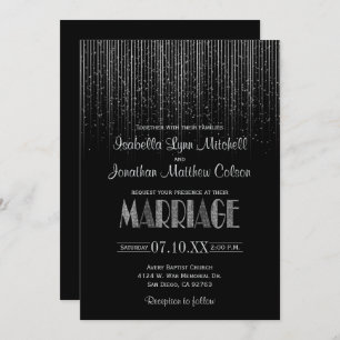 Convites Chá de chuva de prata da estrela & casamento preto