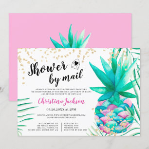 Convites Chá de cor d'água do abacaxi dourado por correio