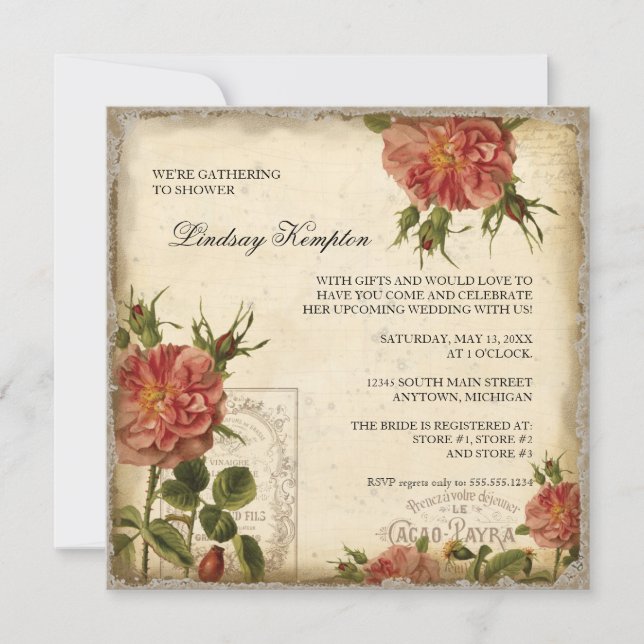 Convites Chá de creme preto dos casais da torre Eiffel do (Frente)