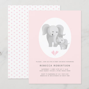Convites chá de elefante Cinza-mãe e bebê-bebê