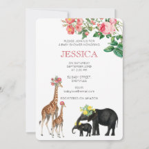 Chá de Elefante e Girafa Floral