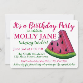 Convites Chá de Festa de aniversário de Melancia Verde Rosa