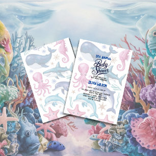 Convites Chá de fraldas7 moderno elegante de aquarela