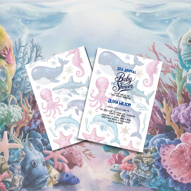 Convites Chá de fraldas7 moderno elegante de aquarela (Criador carregado)