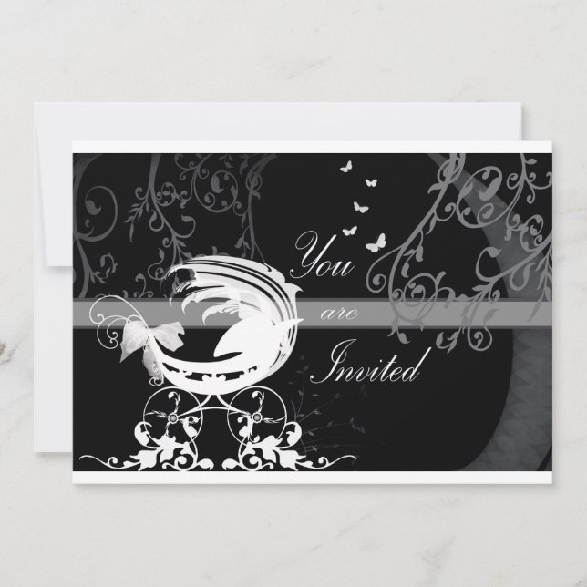 Convites chá de fraldas 1b preto e branco (Frente)