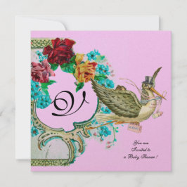 Convites CHÁ DE FRALDAS 3 MONOGRAMA DE ARMAZENAMENTO, metál