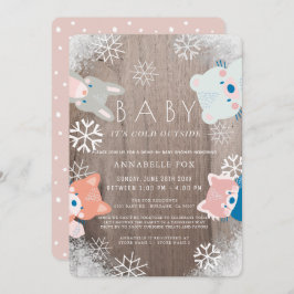 Convites Chá de fraldas-a- de Animais da Floresta de invern