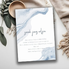 Convites Chá de fraldas Abstrato azul Elegante da praia cos