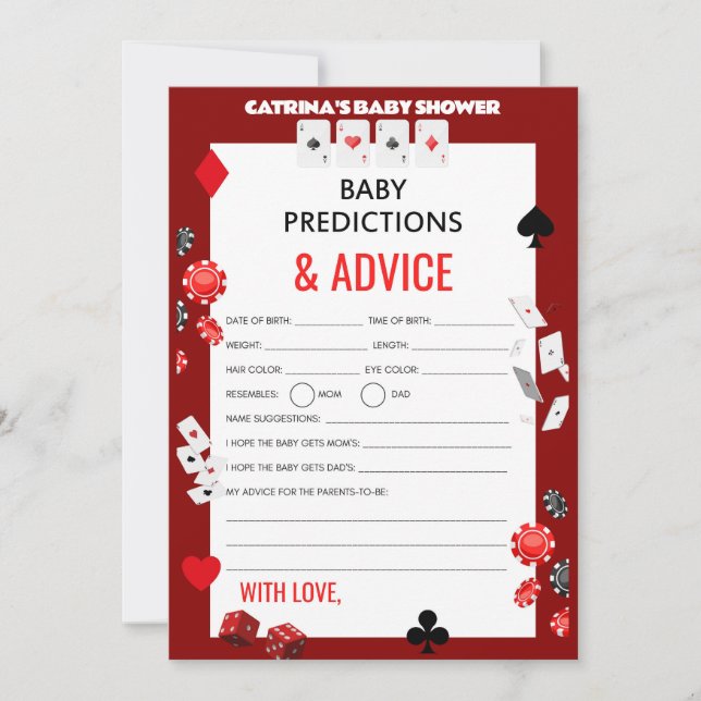 Convites Chá de fraldas Ace Casino - Nome Editável, 5x7 (Frente)