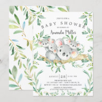 Chá de fraldas Adorable Koala BearTriplets