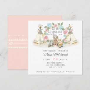 Convites Chá de fraldas Adventure Iniciar Urso de Teepsia