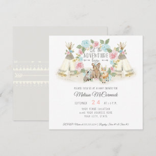 Convites Chá de fraldas Adventure Inicie Cinza De Veados D