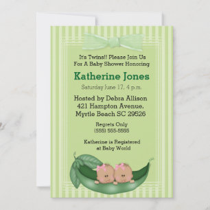 Convites Chá de fraldas Africano-Americano Twin Girls Conv