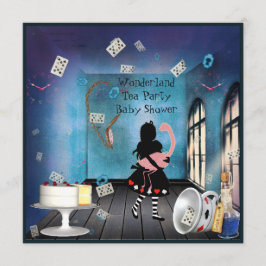 Convites Chá de fraldas Alice & Pink Flamingo Wonderland