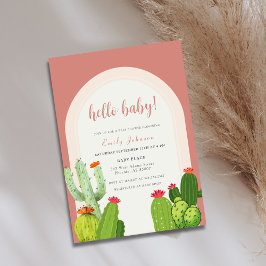 Convites Chá de fraldas Alô Neutro de Boho Cactus