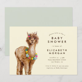 Convites Chá de fraldas Alpaca de Aquarela Doce