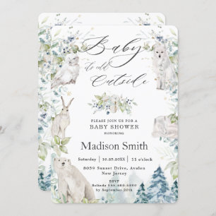 Convites Chá de fraldas alpino de inverno para animais do Á