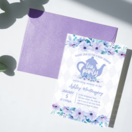 Convites Chá de fraldas Alto Chá Roxo e Azul