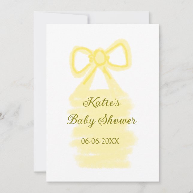 Convites Chá de fraldas amarelo arco aquarela elegante mode (Frente)