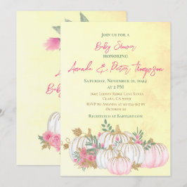 Convites Chá de fraldas Amarelo Dourado Cor-de-rosa pumpkin