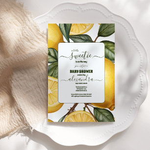 Convites Chá de fraldas amarelo neutro de limão de aquarela