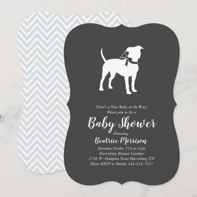 Convites Chá de fraldas Americano de Staffordshire Terrier  (Frente/Verso)