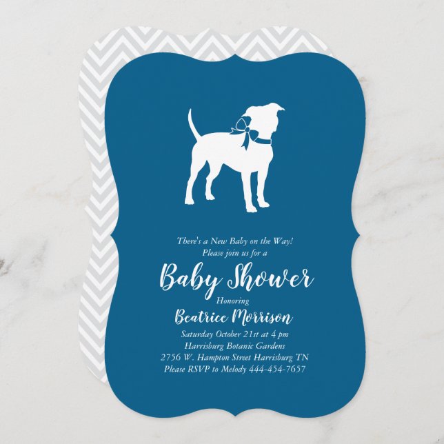 Convites Chá de fraldas Americano de Staffordshire Terrier  (Frente/Verso)