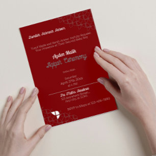 Convites CHÁ DE FRALDAS Aqiqah, Retro Vermelho Brilhante