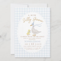 Chá de fraldas Arco Duck Boy bobo Gingham Blue Gin