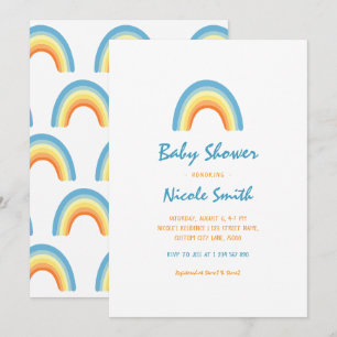 Convites Chá de fraldas Arco-Íris com Script Simples de Man