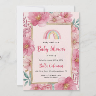 Convites chá de fraldas arco-íris do boho