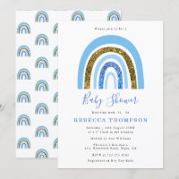 Chá de fraldas Arco-Íris Dourado e azul-claro-bril