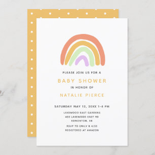 Convites Chá de fraldas Arco-Íris Escuro Simples e Corante
