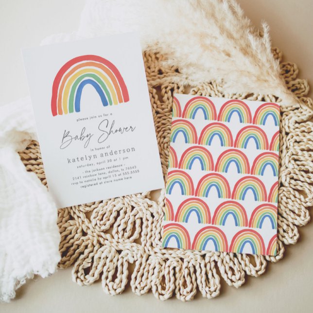 Convites Chá de fraldas Arco-Íris Neutro de Gênero (Criador carregado)