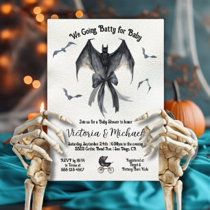 Convites Chá de fraldas Arco preto gótico Halloween Bat