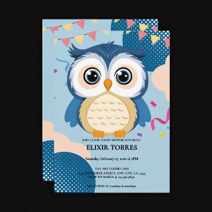 Convites Chá de fraldas Azul Adorável Woodland Baby Owen