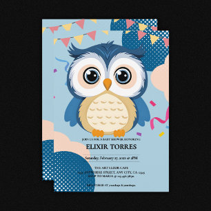 Convites Chá de fraldas Azul Adorável Woodland Baby Owen