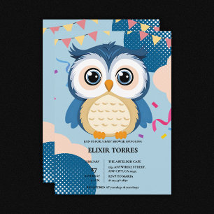 Convites Chá de fraldas Azul Adorável Woodland Baby Owen