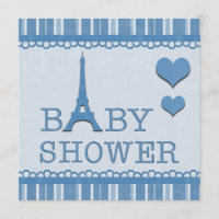 Chá de fraldas azul bonito da torre Eiffel e dos