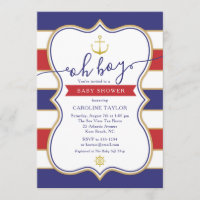 Chá de fraldas Azul Branco Vermelho Ângulo Náutico