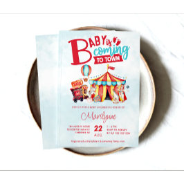 Convites Chá de fraldas Azul Circus do Carnaval