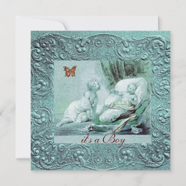 CONVITES CHÁ DE FRALDAS AZUL COM CHAMADA DE BOTTERFLY (Frente)